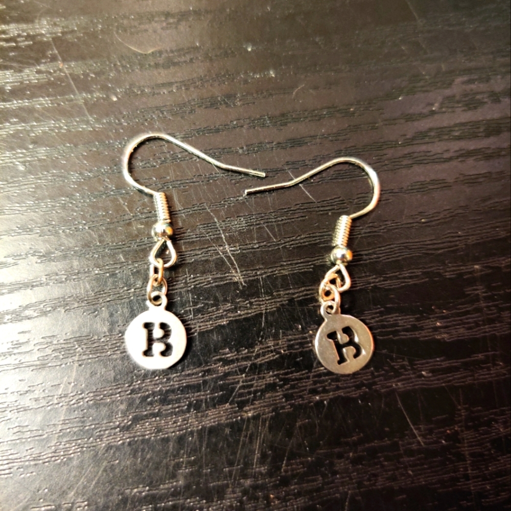 NEW B Earrings Initial Letter Dangle Drop Stainless Steel